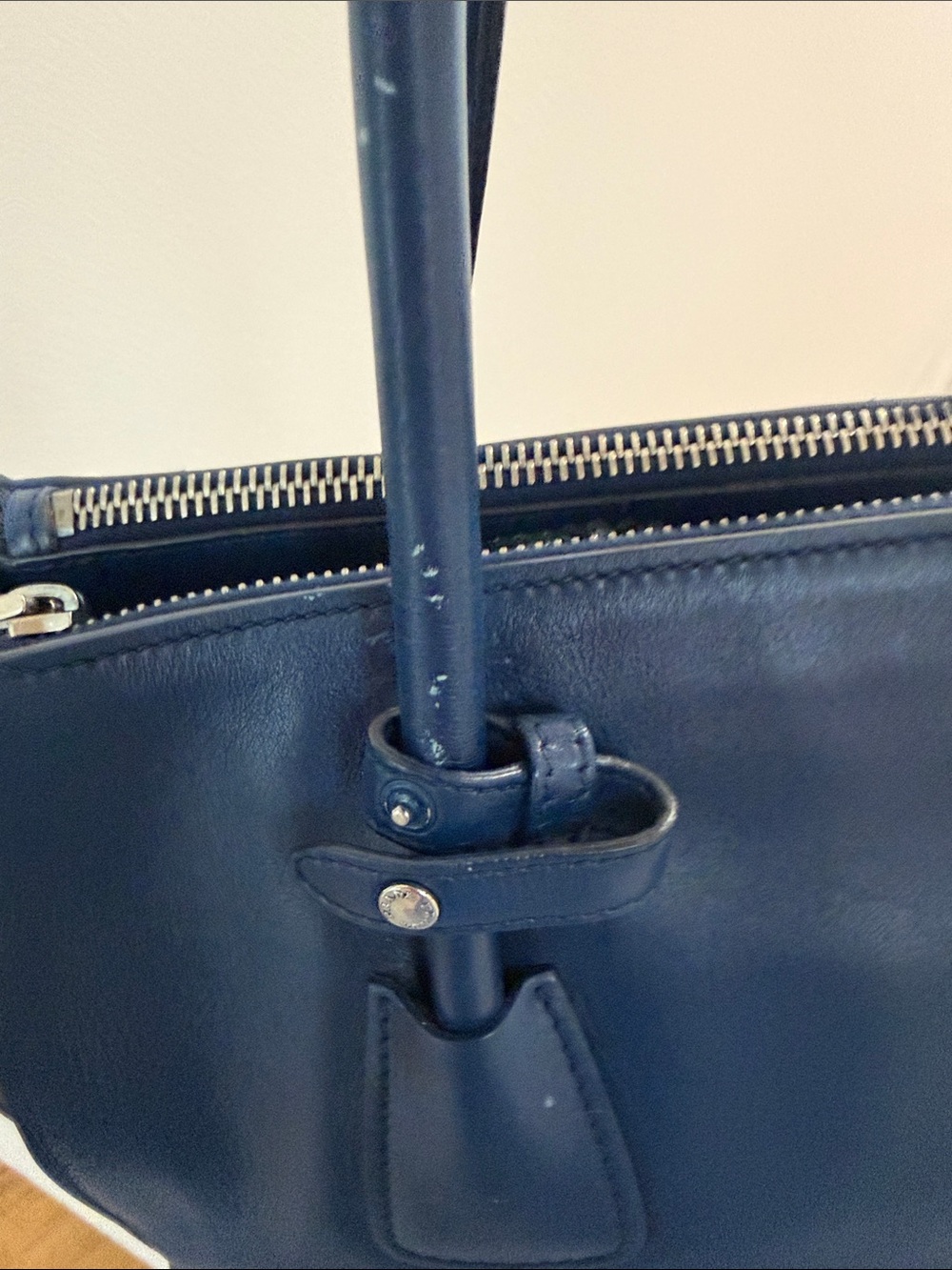Prada NAVY CITY TWIN ZIPPER Blue and Black Leather - Picture 11 of 16